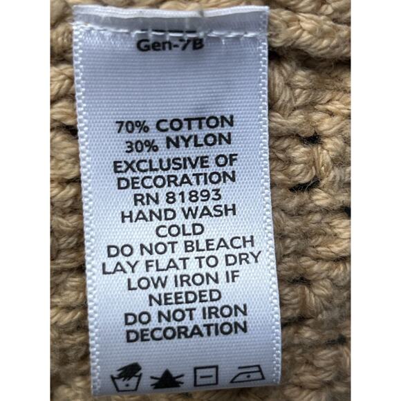 Liz Claiborne Womens Cardigan Sweater Large Tan Long Sleeve Button Front Chain - Picture 5 of 7